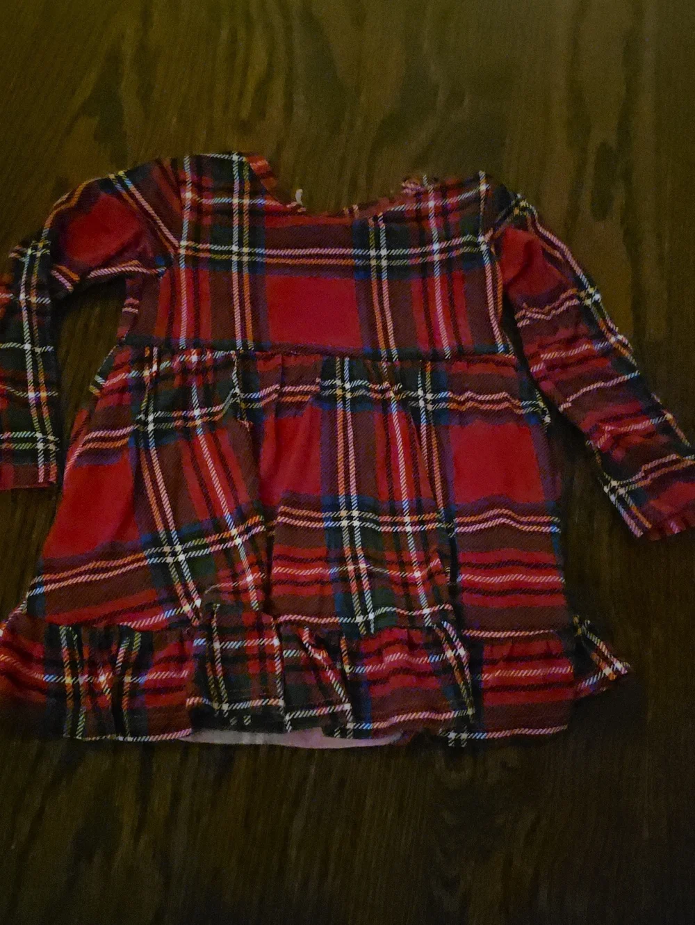 Posh Peanut Red Plaid Long-Sleeve Kids Dress